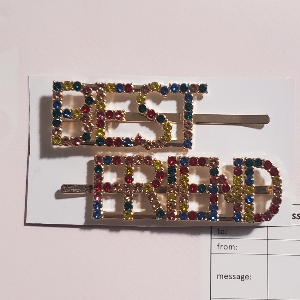 Best friend rhinstones hair clips